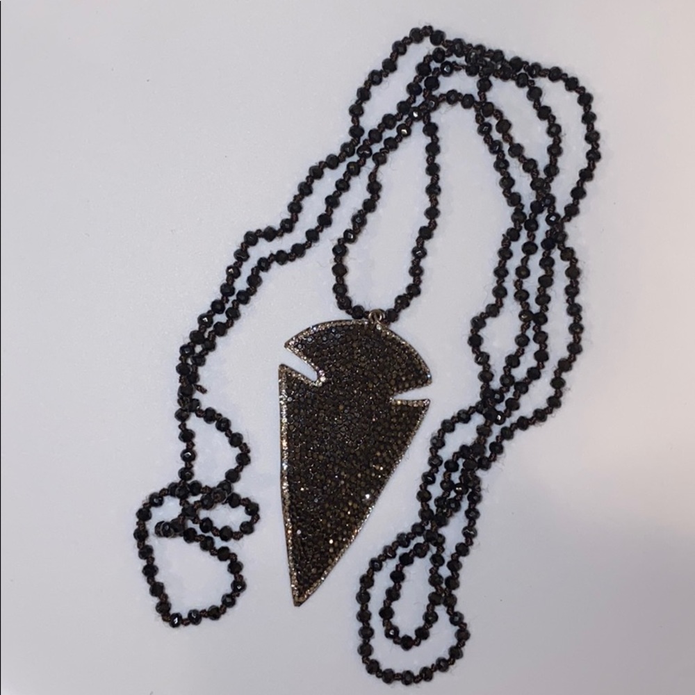 Double/triple wrap Pave sharks tooth necklace